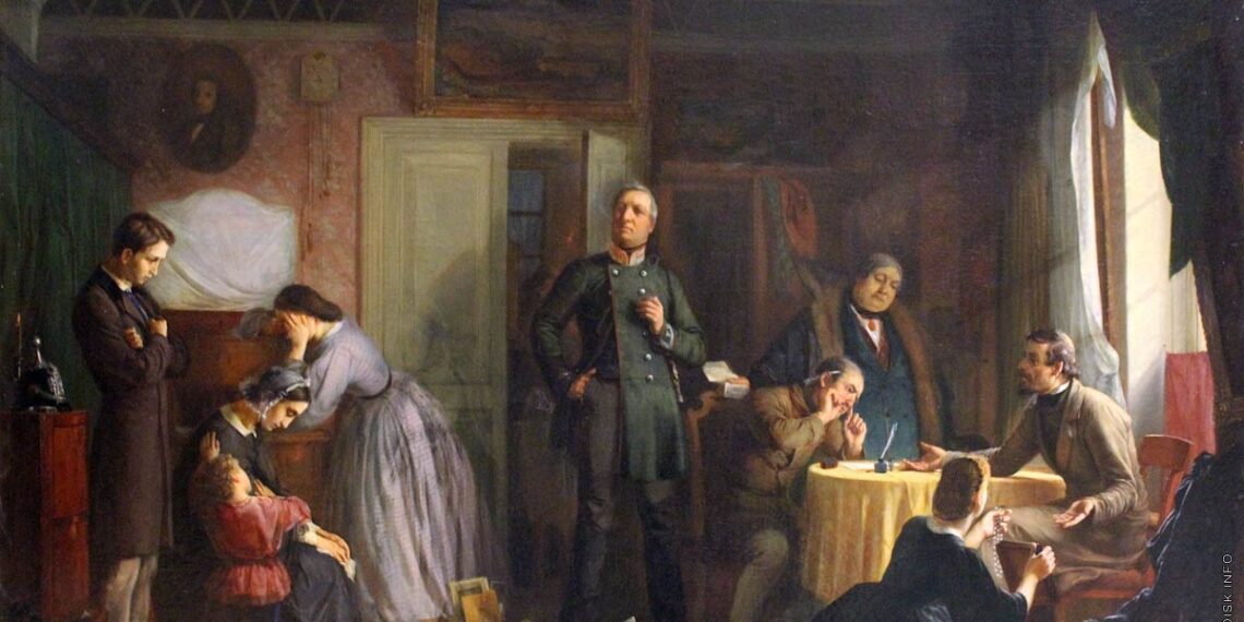 Фирс Журавлёв. "Кредиторы описывают имущество вдовы". 1862 год