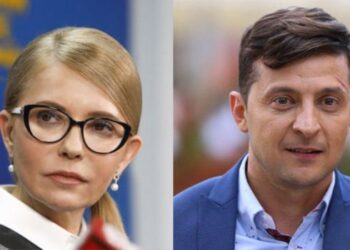 Юлия Тимошенко и Владимир Зеленский. Фото: Comments.UA