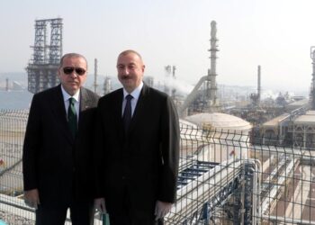 Реджеп Эрдоган и Альхам Алиев на открытии НПЗ в турецком Измире. Фото: dailysabah.com