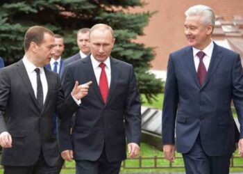 Дмитрий Медведев, Владимир Путин и Сергей Собянин. Фото: ТАСС