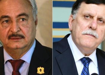 Халифа Хафтар и Фаиз Сарадж. Фото: rfi.fr