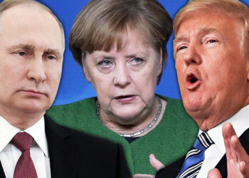 Владимир Путин, Ангела Меркель и Дональд Трамп. Фото: express.co.uk