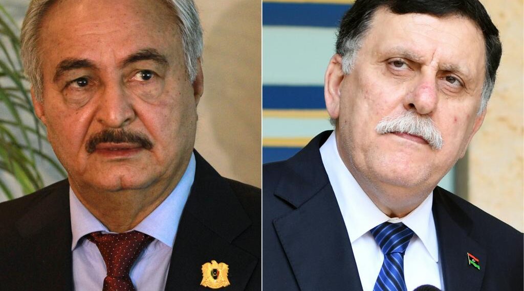 Халифа Хафтар и Фаиз Сарадж. Фото: ru.rfi.fr