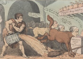 Томас Роулендсон. Современный Геракл расчищает авгиевы конюшни (фрагмент). 1805