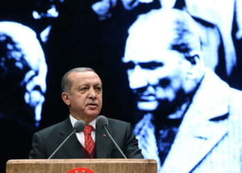 Реджеп Эрдоган на фоне Кемаля Ататюрка. Фото: mk-turkey.ru