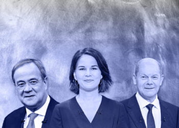 Армин Лашет, Анналена Бербок и Олаф Шольц. Иллюстрация Getty