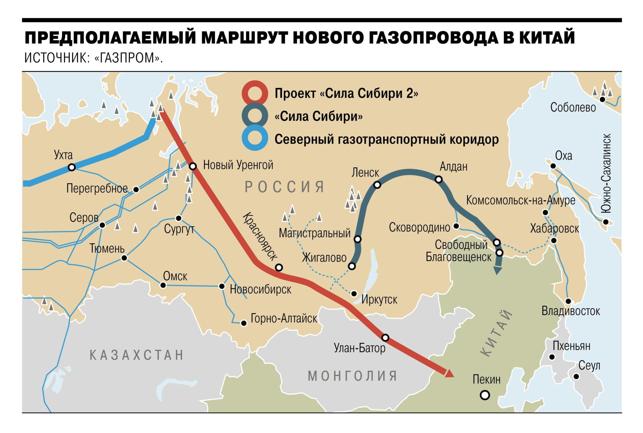 Карта газопроводов Монголии