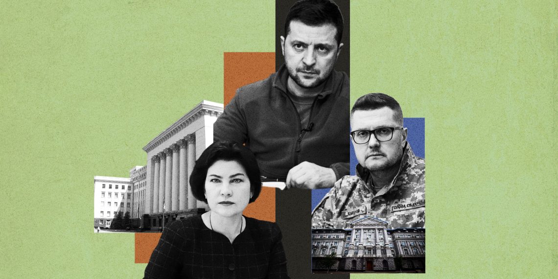 Владимир Зеленский, Иван Баканов и Ирина Венедиктова. Иллюстрация: liga.net