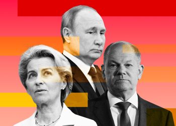 Владимир Путин, Олаф Шольц и Урсула фон дер Ляйен. Иллюстрация: Max Butterworth / NBC