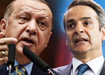 Турецкий диктатор Реджеп Эрдоган и премьер-министр Греции Кириакос Мицотакис. Коллаж: express.co.uk