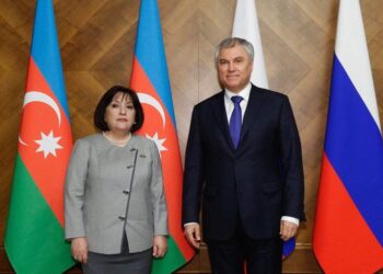 Вячеслав Володин и Сахиба Гафарова. Фото: пресс-служба Госдумы