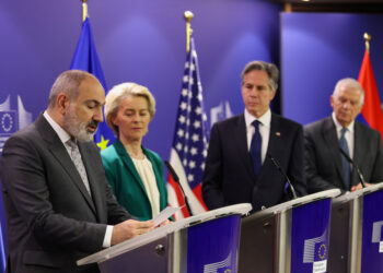 Урсула фон дер Ляйен, Энтони Блинкен, Никол Пашинян и Жозеф Боррель. Фото: Reuters / Johanna Geron