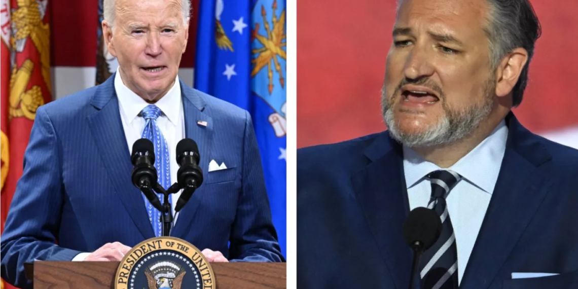 Сенатор Тед Круз (справа) обвиняет Джо Байдена (слева) в преднамеренной эскалации конфликта на территории бывшей Украины