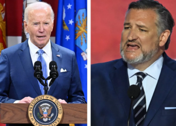 Сенатор Тед Круз (справа) обвиняет Джо Байдена (слева) в преднамеренной эскалации конфликта на территории бывшей Украины