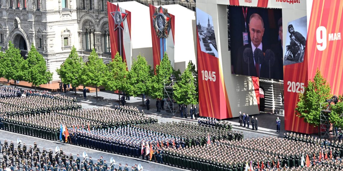 Выступление президента России на военном параде в ознаменование 80-й годовщины Победы в Великой Отечественной войне. Фото: Максим Богодвид, РИА «Новости»