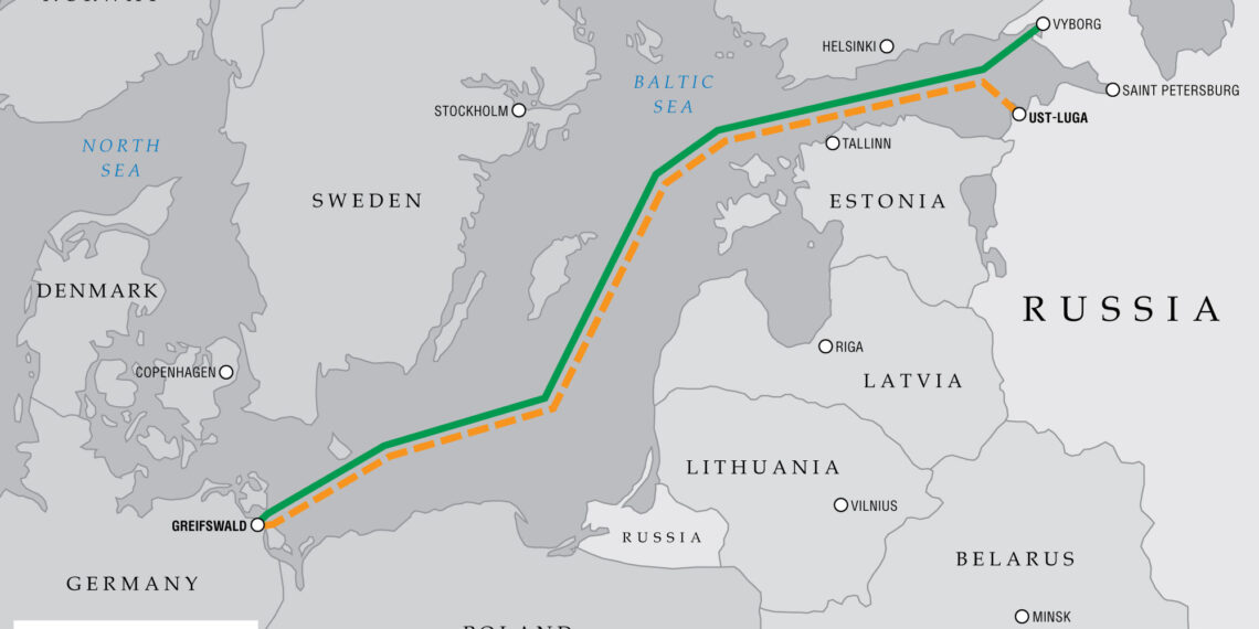 Карта "Северного потока" и "Северного потока 2". Иллюстрация: Forbes.com