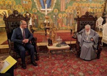 Предстоятель Грузинской православной церкви Илия II и спикер Верховной рады Андрей Парубий. Фото: hromadske.ua