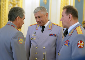 Сергей Шойгу, Владимир Колокольцев, Виктор Золотов. Фото: ТАСС