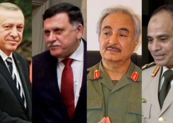 Слева направо: Реджеп Эрдоган, Фаиз Сарадж, Халифа Хафтар и Абдель Фаттах ас-Сиси