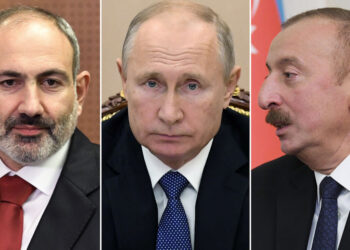 Никол Пашинян, Владимир Путин и Ильхам Алиев