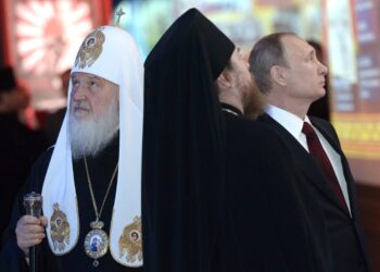 Патриарх Кирилл, митрополит Тихон (Шевкунов) и Владимир Путин. Фото: Пресс-служба Кремля
