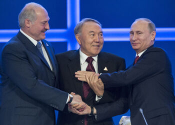 Александр Лукашенко, Нурсултан Назарбаев и Владимир Путин. Фото: РИА Новости / Сергей Гунеев