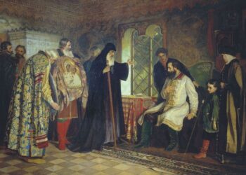 Картина: Василий Савинский. Нижегородские послы у князя Дмитрия Пожарского. 1882 год