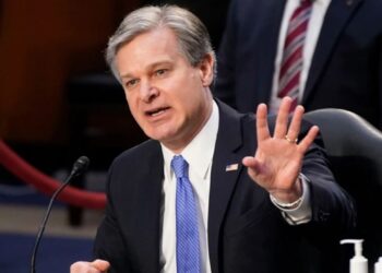 Кристофер Рэй на слушаниях в Сенате. 2 марта 2021 года. Фото: АР