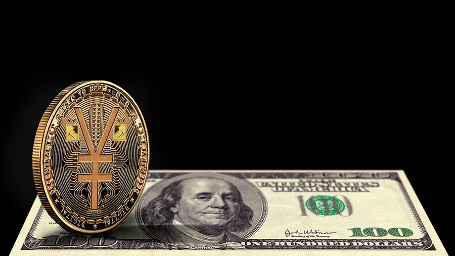 Цифровой юань и доллар. Иллюстрация: silkroadbriefing.com