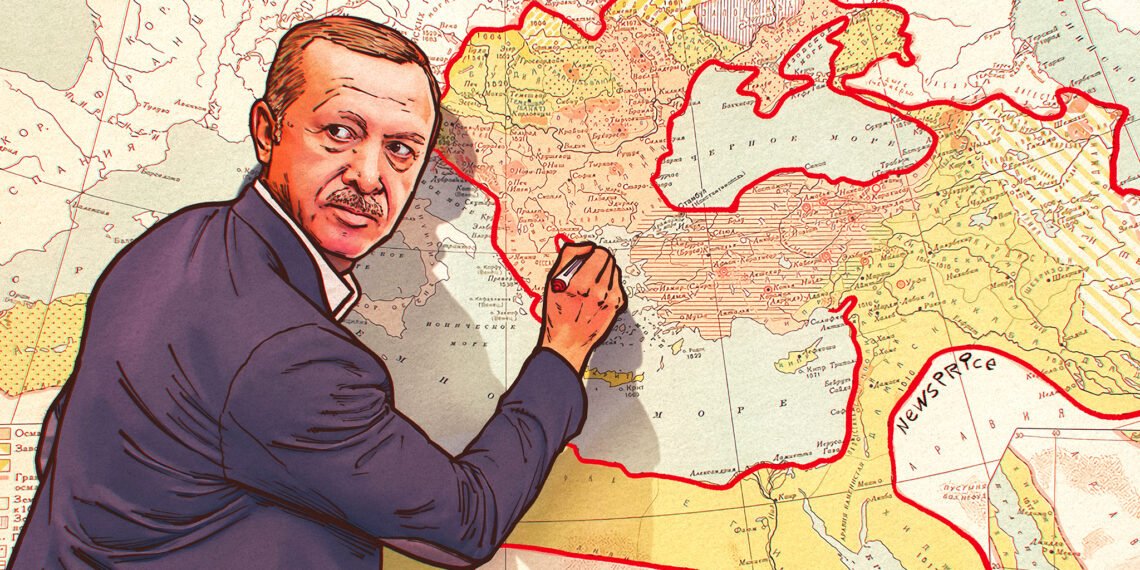 Реджеп Эрдоган у карты. Иллюстрация: islamnews.ru