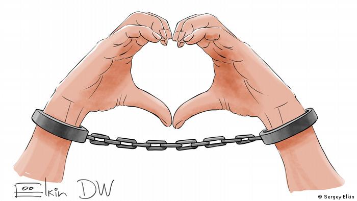 Один из лидеров белорусской оппозиции Мария Колесникова получила 11 лет тюрьмы. Ее ладони, сложенные сердечком, стали символом протеста. Иллюстрация: dw.com