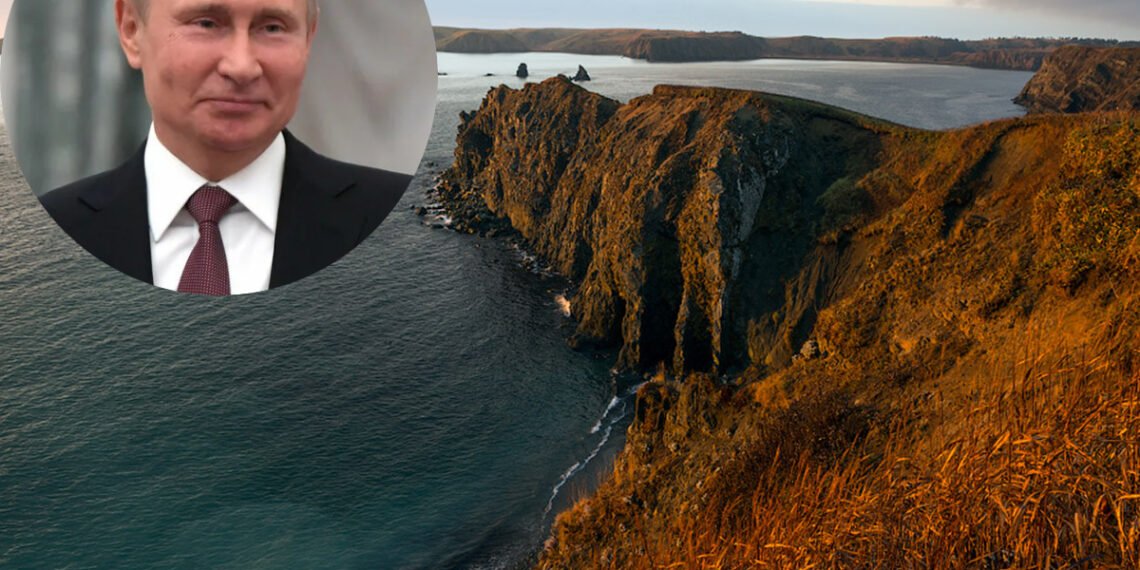 Владимир Путин на фоне Курильских островов. Иллюстрация: topnews.ru