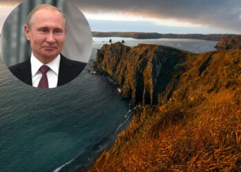 Владимир Путин на фоне Курильских островов. Иллюстрация: topnews.ru