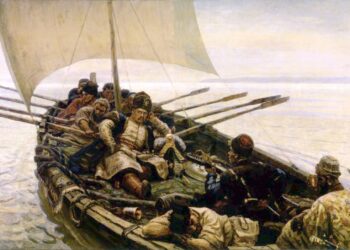 «Покорение Сибири Ермаком Тимофеевичем». Картина русского живописца Василия Сурикова. 1895 год.