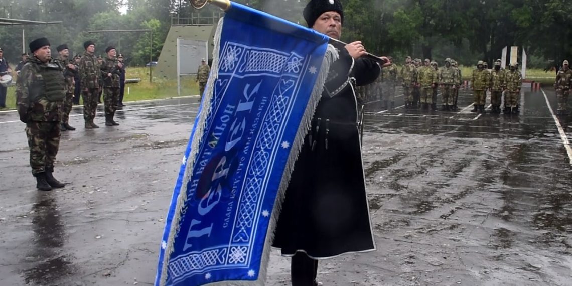Боевое знамя батальона «Терек». Фото: t.me/AtamanDyakonov