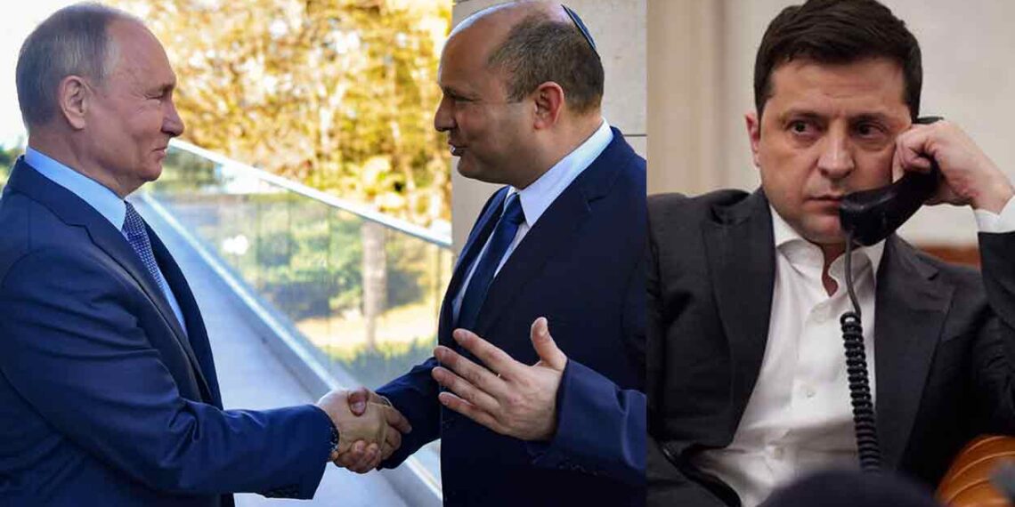 Владимир Путин, Нафтали Беннет и Владимир Зеленский. Фото: AFP/ Twitter