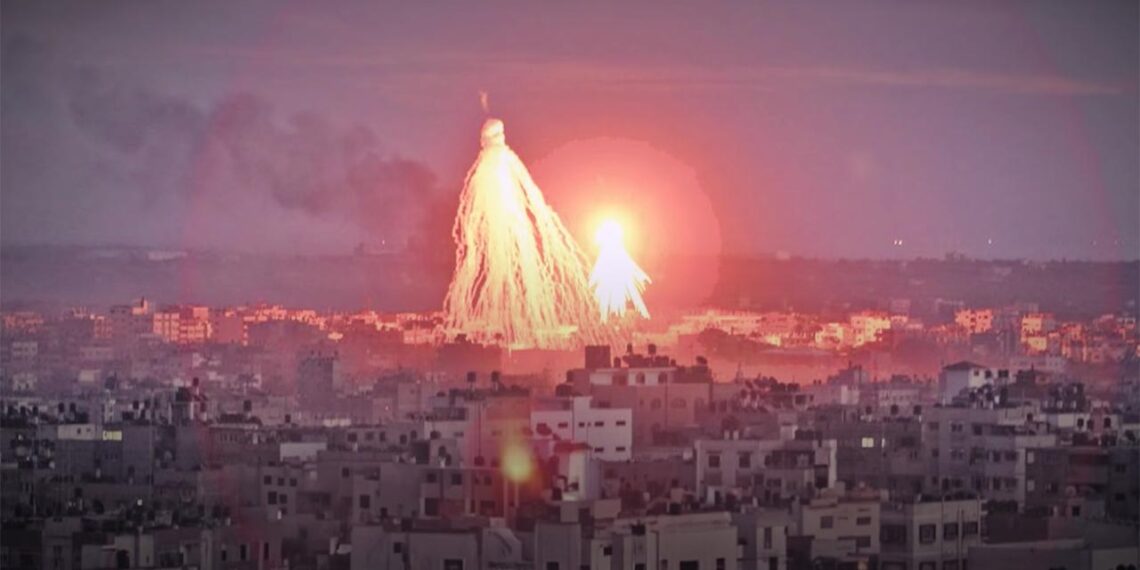 Кадры применения белого фосфора в Газе. Фото: gvwire.com