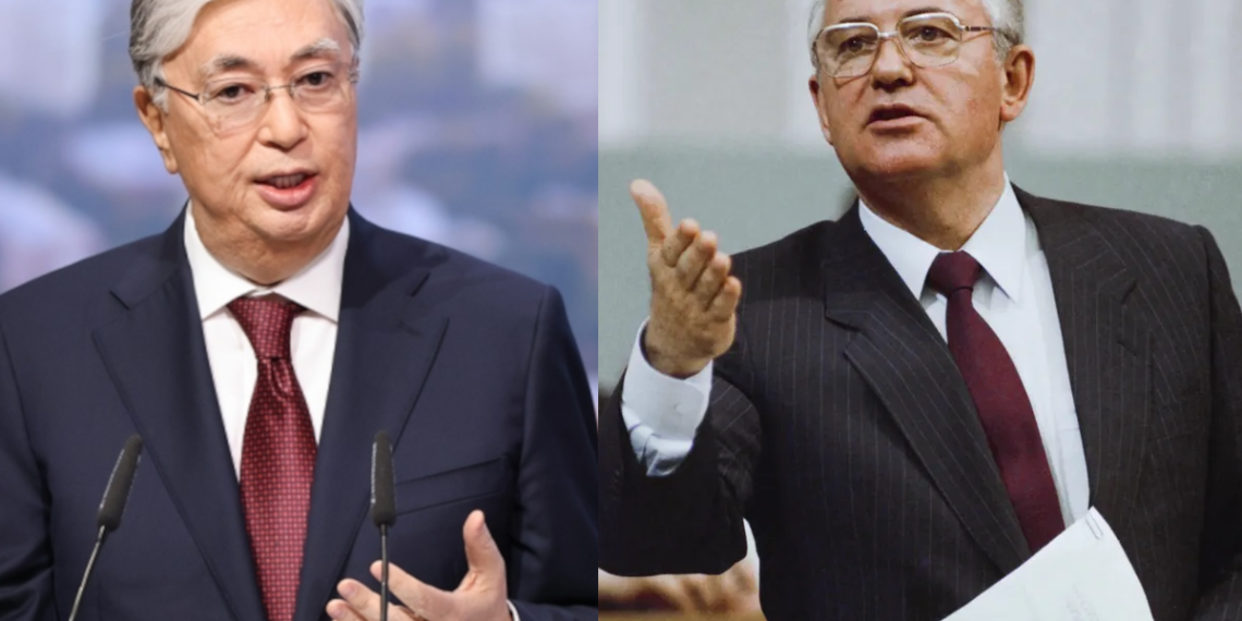 Касым-Жомарт Токаев (слева) и Михаил Горбачев (справа)