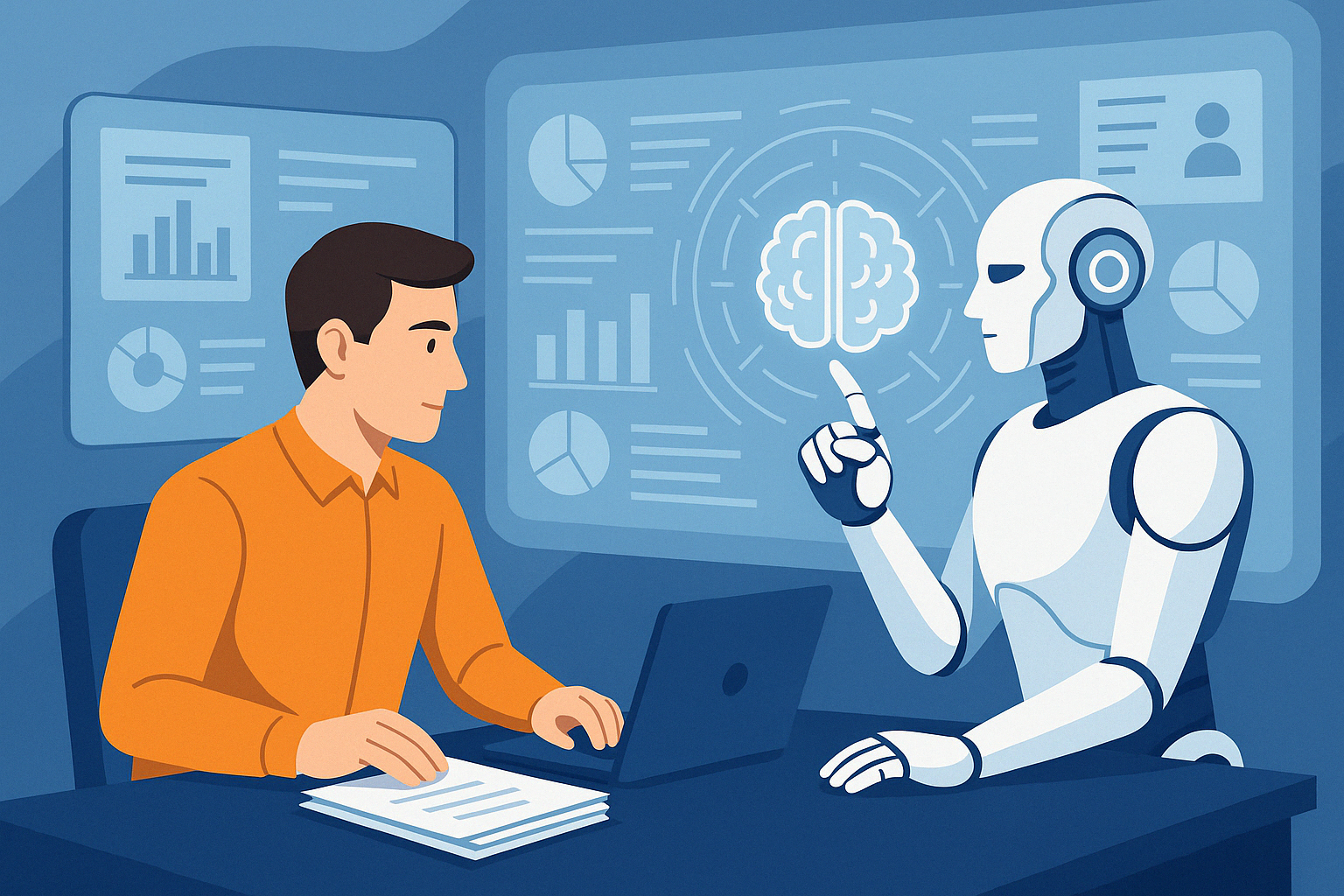 Человек и искусственный интеллект: совместная работа в высокотехнологичном офисе