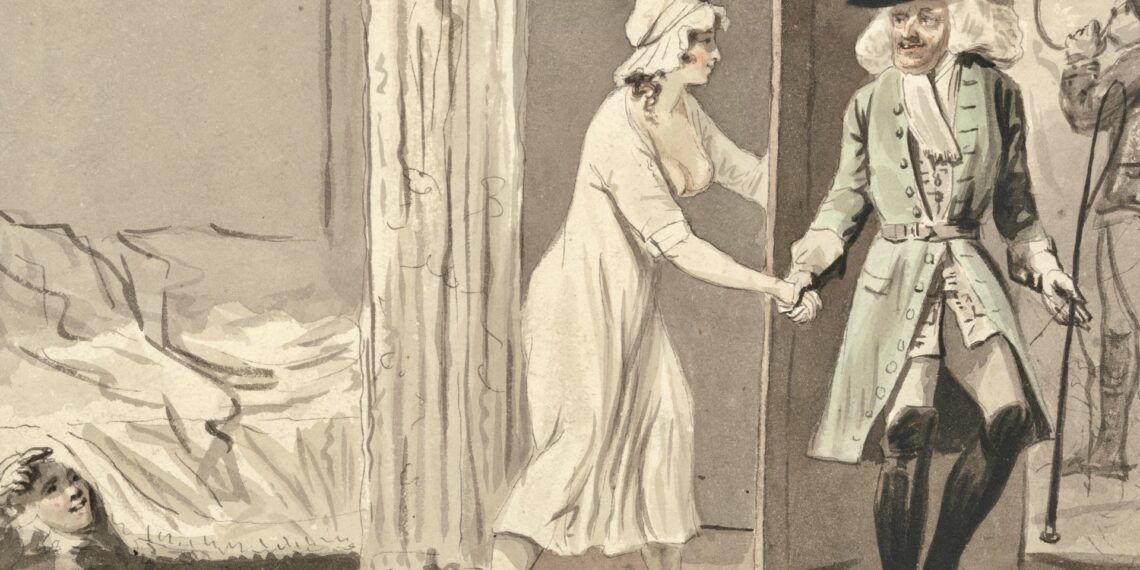 Иллюстрация, изображающая неверную жену, около 1800 года.