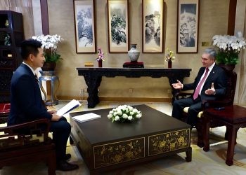 Гурбангулы Бердымухамедов во время интервью CGTN 24 марта. Кадр из видео.