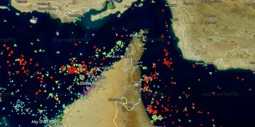 Судоходство в Ормузском проливе и вокруг него, 9 апреля 2026 года. Иллюстрация: Marine Traffic