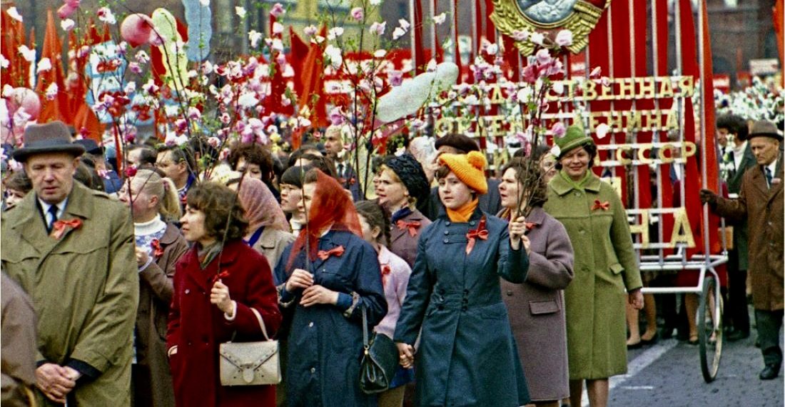 Первомайская демонстрация в СССР. Кадр с центрального телевидения.